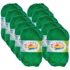 Пряжа Alpina Anabel, 100 % хлопок, 50 г, 120 м, 10 шт., №015 яр.зелёный