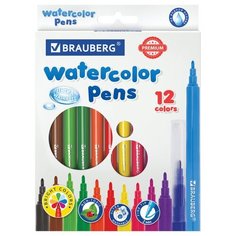 Фломастеры BRAUBERG "PREMIUM", 12 цветов, УЛЬТРАСМЫВАЕМЫЕ, классические, вентилируемый колпачок, картонная коробка с европодвесом, 151938