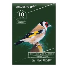 Альбом для пастели, картон ЗЕЛЕНЫЙ тонированный 630 г/м2, 207x297 мм, 10 л., BRAUBERG ART CLASSIC, 105920
