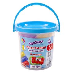 Пластилин в ведерке ЮНЛАНДИЯ "ПОДВОДНЫЙ МИР", 5 цветов, 300 г, 3 формочки, ВЫСШЕЕ КАЧЕСТВО, 105860