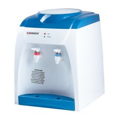 Кулер-водонагреватель без охлаждения, SONNEN TS-02, настольный, 2 крана, белый/синий, 452416