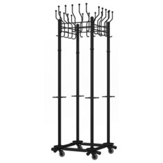 Вешалка напольная гардеробная Титан "Гардикс 4 (К)", 1870*700*700мм, металл, черный, 20 крючков+16доп.