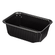 Одноразовый контейнер 1000 мл, комплект 100 шт., без крышки, 186х132 мм, черные, ПП, юпласт, ЮУПМ3636