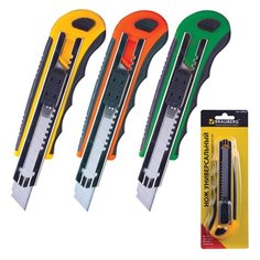 Нож канцелярский 18 мм BRAUBERG "Universal" с автозаменой лезвий, 6 лезвий в комплекте, автофиксатор, 230922