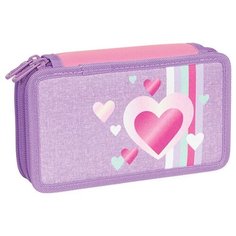 Пенал TIGER FAMILY с наполнением, 3 отделения, 29 предметов, "Sweet Love" (Purple), 19х11х7 см, 270236