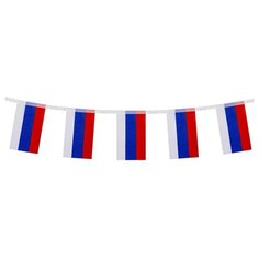 Гирлянда из флагов России, длина 2,5 м, 10 прямоугольных флажков 10х15 см, BRAUBERG, 550187
