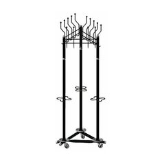 Вешалка на колесах на 15 крючков с держателем для зонтов "Гардикс-3К", металл, черная ТИТАН