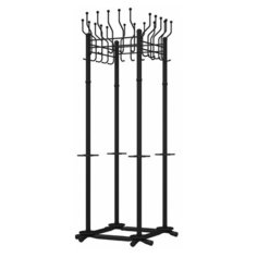 Вешалка напольная на 20 крючков с держателем для зонтов "Гардикс-4", металл, черная ТИТАН