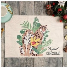 Салфетка на стол "Tropical Christmas" ПВХ, 40х29 см 6851512 Доляна