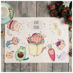 Салфетка на стол "Love food" ПВХ, 40х29 см 6851502 Доляна