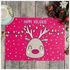 Салфетка на стол "Happy Holidays" ПВХ, 40х29 см 6851509 Доляна