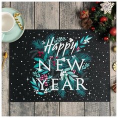 Салфетка на стол "Happy New Year" ПВХ, 40х29 см 6851497 Доляна