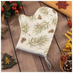 Варежка-прихватка "Christmas tree" 20х28см, саржа, 100% х/л, ватин 250г/м2 5077888 Этель