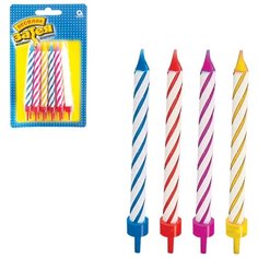 Праздничные свечи Веселая затея для торта, 12 шт, с подставкой,8,5 см (1502-0182)