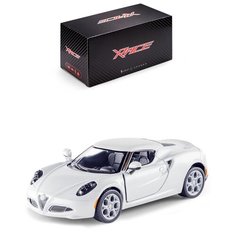 Детская инерционная металлическая машинка Serinity Toys с открывающимися дверями, модель 2013 Alfa Romeo 4C, белый