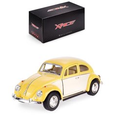Детская инерционная металлическая машинка Serinity Toys с открывающимися дверями, модель 1967 Volkswagen Classical Beetle с бежевыми дверьми, желтый