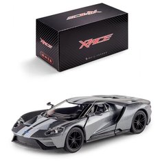 Детская инерционная металлическая машинка Serinity Toys с открывающимися дверями, модель 2017 Ford GT раскрашенный, серебристый