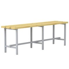 Скамья для раздевалок, 1500х340х475 мм, каркас металлический серый, сиденье дерево, П-13Д(1500) Надежда
