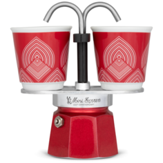 Гейзерная кофеварка Bialetti Mini Express (2 чашки), красный/белый