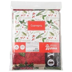 Скатерть Доляна Love 4443168, 300х145 см, красный/зеленый