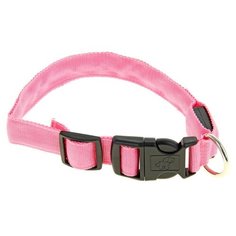 Ошейник с подсветкой Пижон и 2 светоотражающими полосами, 40-45 см, 3 режима свечения, розовый