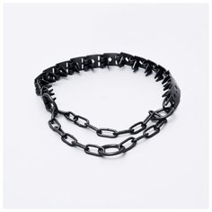 Ошейник строгий Пижон пластинчатый, вороненый, 50*2,3 см