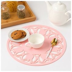 Доляна Салфетка Tyulpany Цвет: Розовый br54585 (круглая 30 см)