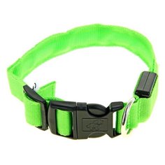Ошейник с подсветкой Пижон и 2 светоотражающими полосами, 38-40 см, 3 режима свечения, зеленый
