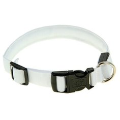 Ошейник с подсветкой Пижон и 2 светоотражающими полосами, 45-50 см, 3 режима свечения, белый