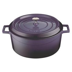 Чугунная кастрюля с крышкой LAVA LV Y TC 24 K2 P 4,49 л, фиолетовая