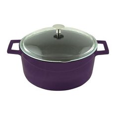 Чугунная кастрюля с крышкой LAVA LV Y TC 24 K3 P 4,49 л, фиолетовая