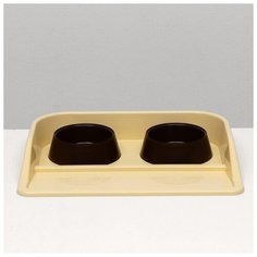 Лоток с мисками ZOO PLAST "Феликс", 0,3 л, 41*30*6 см, молочный лоток, шоколадные миски