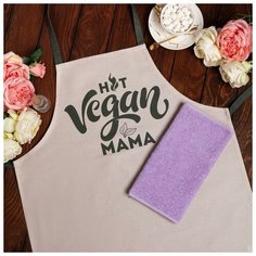 Подарочный набор Этель "Vegan mama" фартук 70х60 см, полотенце 30х60 см, 100% хл 7043590