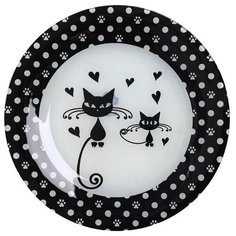 Доляна Тарелка обеденная Котики 23см черный/белый