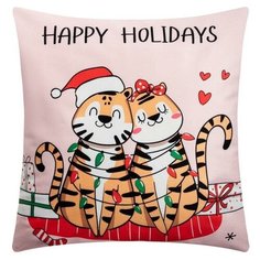 Чехол на подушку Этель "Happy Holidays" 40х40 см, велюр, 100% п/э 5751316