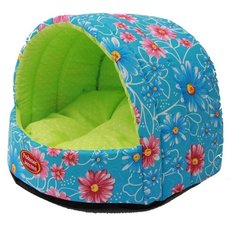 Домик для собак и кошек Родные места Колыбелька №2 Васильки 44х44х36 см голубой/зеленый