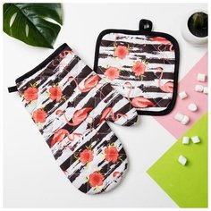 Доляна Прихватка + Рукавичка Flamingo br55636 (16х16 см, 16х25 см)