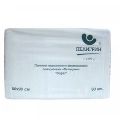 Пеленки Пелигрин Super медицинские впитывающие одноразовые нестерильные, 60х90 см, 30 шт