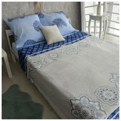 Комплект 2сп с пледом диз.Деревья 180х200 180х217 70х70-2шт 115гм хл100%, 280гм пэ100% 6846697 Afina