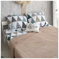 Комплект 2сп с пледом диз.Треугольники 180х200 180х217 70х70-2шт 115гм хл100%, 280гм пэ100% 6846694 Afina