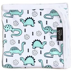 Двусторонний плед Mjolk Динозавры,размер 80*80, цвет белый/мятный