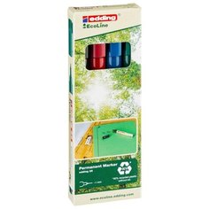 Перманентные маркеры edding EcoLine, 1 мм, 4 цвета, в картонной коробке