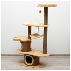 Комплекс-когтеточка Пижон 120*47*168 см, мех, джут, бежевый