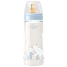 Chicco Бутылочка Original Touch с латексной соской, 330 мл, 4м+, с 4 месяцев, голубой