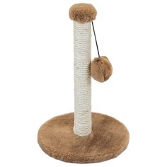 Когтеточка для кошек FOXIE Столбик с игрушкой 30x30x50см коричневый