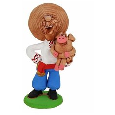 Подарочная статуэтка ручной работы Казак с поросенком Сима ленд