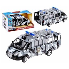 Детская инерционная машинка с открывающимися дверями, со звуком и светом, модель Микроавтобус ОМОН, серый Serinity Toys