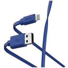 Кабель Hama 00187232 USB (m)-Lightning (m) 1 м, синий, плоский