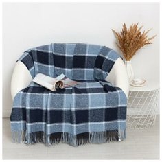 Плед Palermo 140х200, бел/сер.гол/т.син рап.7 53108 20% шерсть, 40%пан 40%пэ 5463960 Vladi