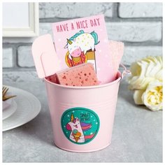 Набор подарочный "Sweet unicorn" ведро, полотенце 30х60, лопатка, губка 4641041 Доляна